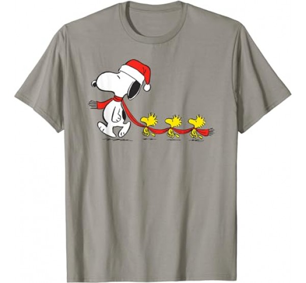 Peanuts Snoopy and Woodstock Holiday Short Sleeve T-Shirt Peanuts Snoopy and Woodstock Holiday Short Sleeve T-Shirt